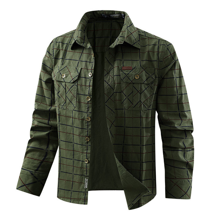 Herren nan kariertes Overshirt mit leichtem Thermofutter und doppelten Klappbrusttaschen Drune