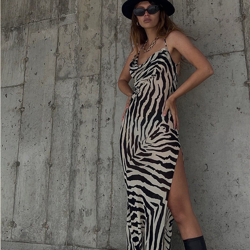 Damen Elegantes Maxikleid mit beeindruckendem Wickelkragen und hohem Schlitz Drune