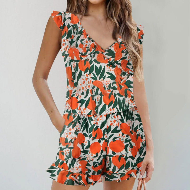 Damen Jumpsuit mit anmutigen Rüschenärmeln und figurschmeichelnder Silhouette Drune