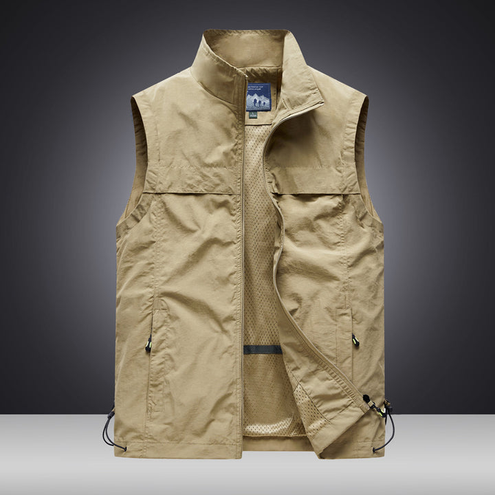 Herren Leichte wind- und wasserabweisende Utility-Weste mit Stehkragen, Mesh-Futter & verstellbarem Saum Drune
