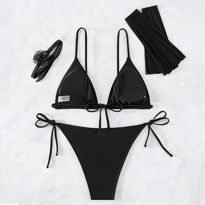 Damen Sexy Triangel-Bikini mit transparenten Ärmeln Drune