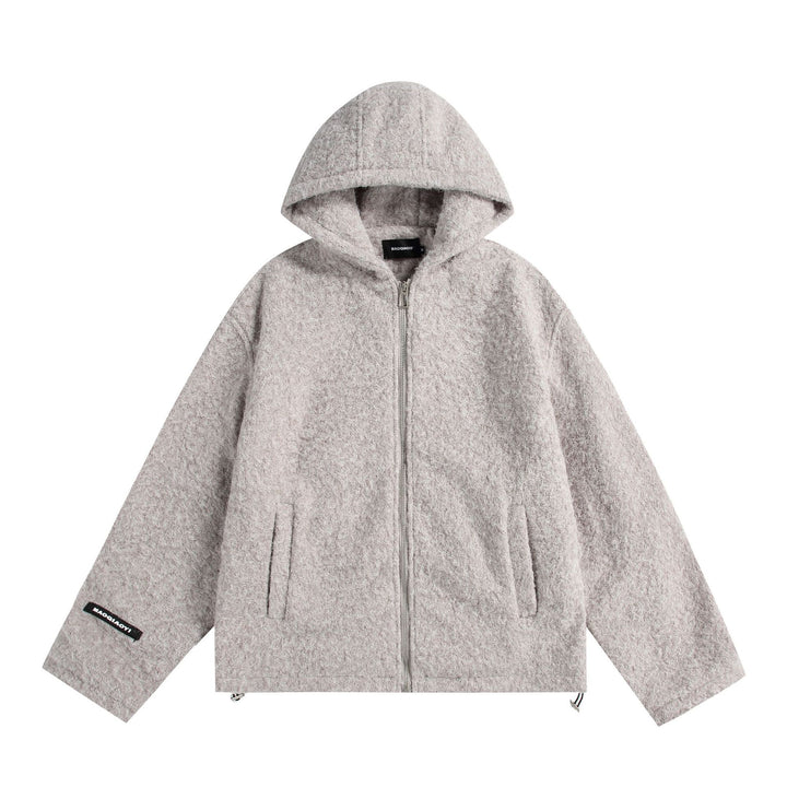 Damen Kapuzenblouson aus Wollmix mit voluminöser Struktur und Reißverschluss Drune