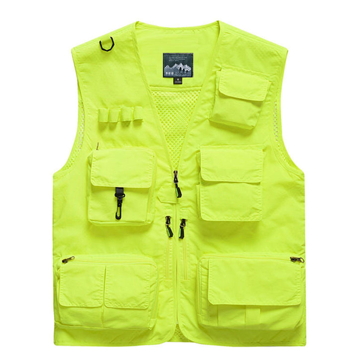 Herren Outdoor-Mehrfachtaschenweste im Anglerstil mit luftiger Mesh‑Rückenpartie und Schnellzugriffstaschen Drune