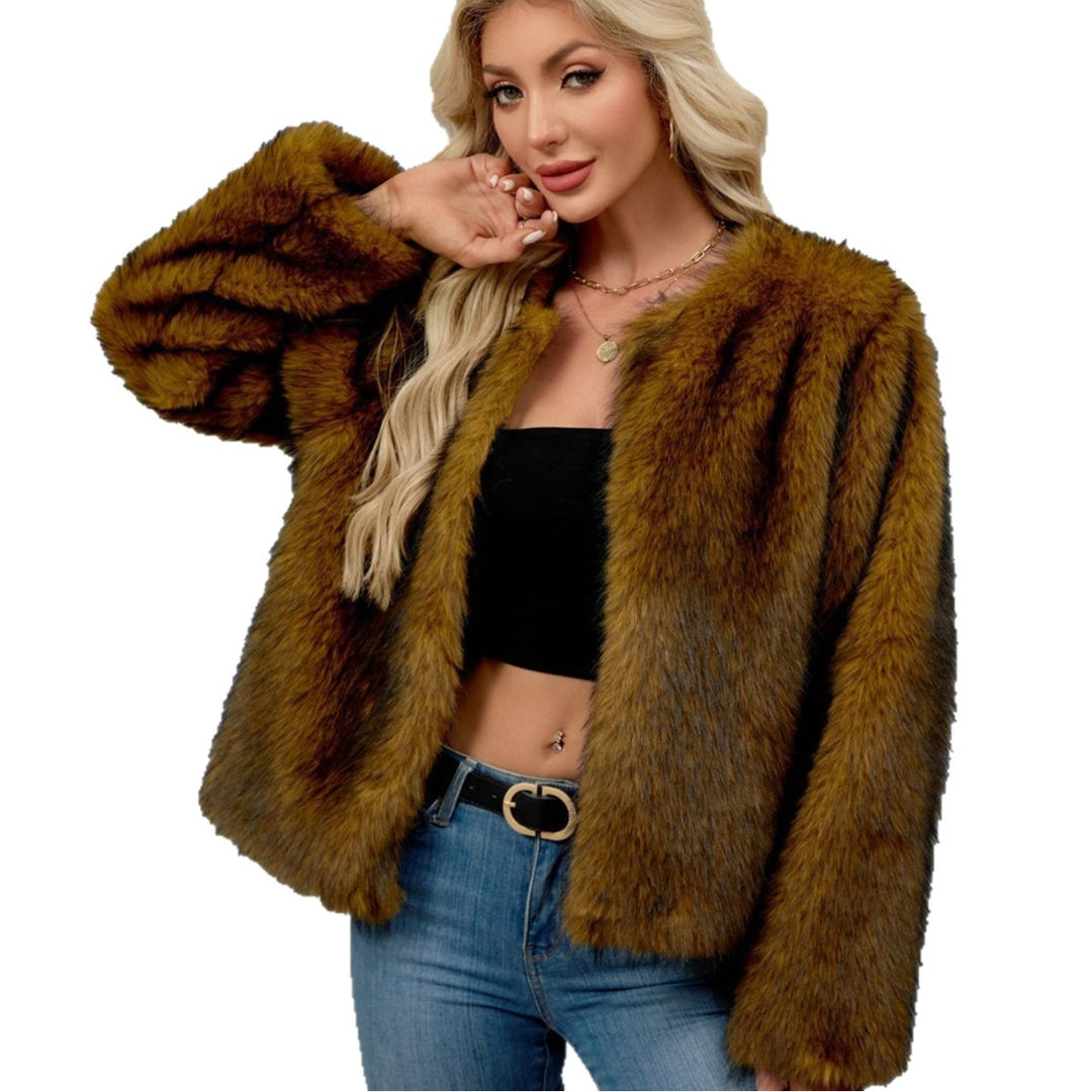 Damen Flauschige Kunstpelzjacke im eleganten Schnitt Drune