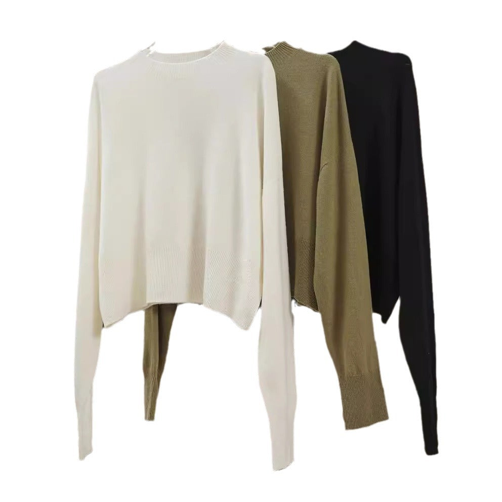 Damen Relaxter Feinstrick-Pullover mit überschnittener Schulter und Rundhalsausschnitt Drune