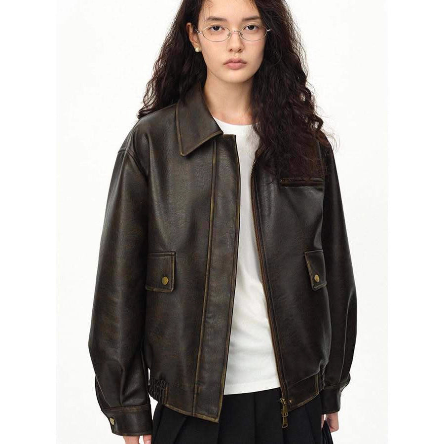 Damen lässige Lederjacke Drune
