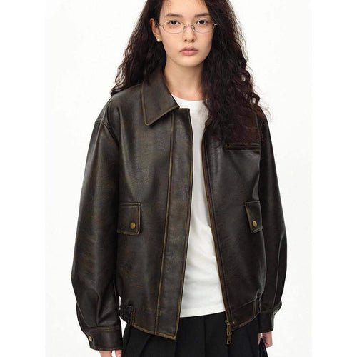 Damen lässige Lederjacke Drune