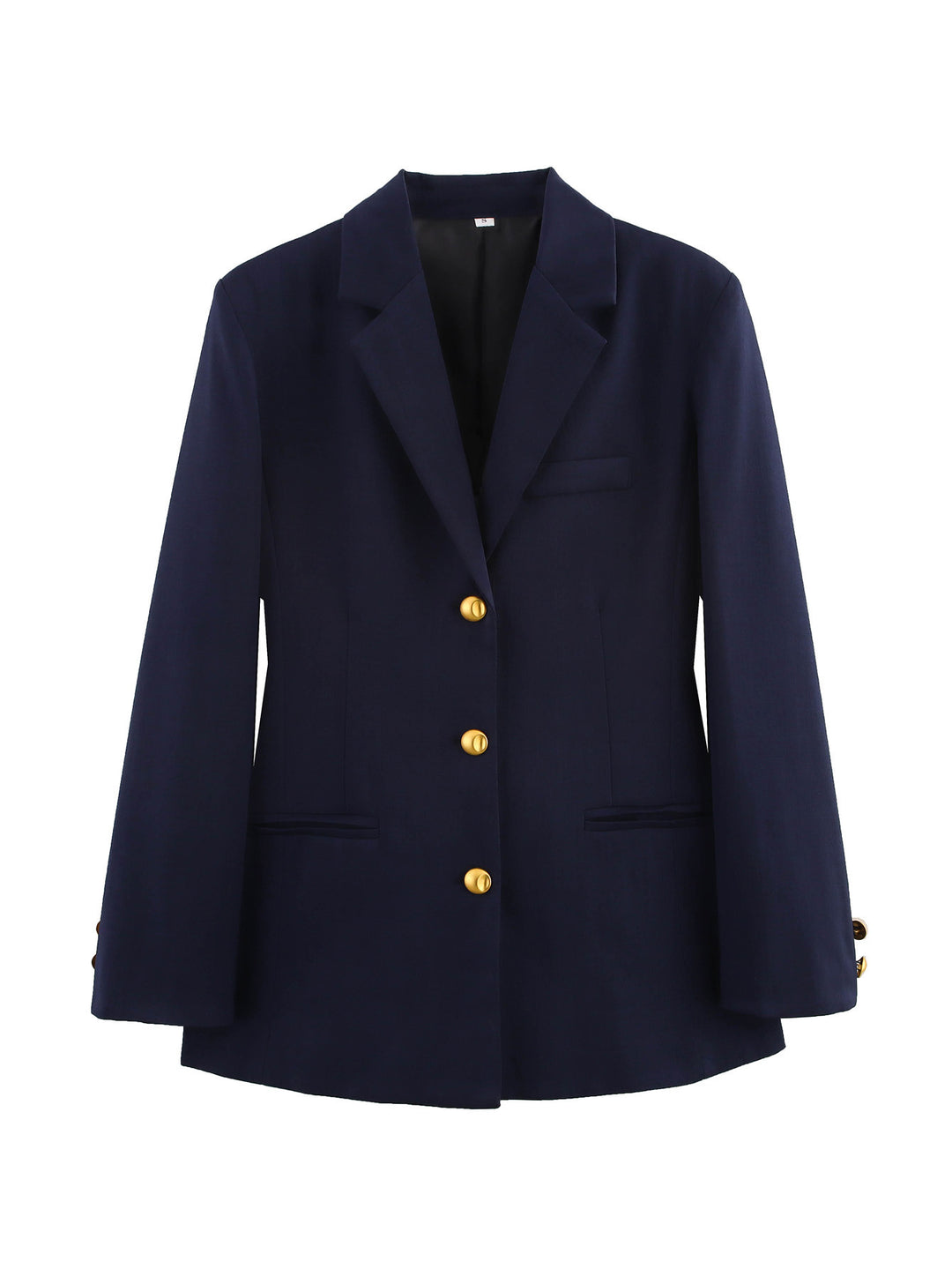 Damen karierten Blazer mit goldenen Knöpfen und praktischen Taschen Drune