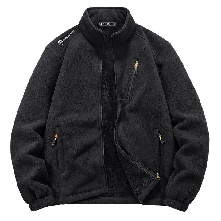 Herren Thermo‑Fleecejacke mit Sherpa‑Innenfutter, Stehkragen und Reißverschlusstaschen Drune
