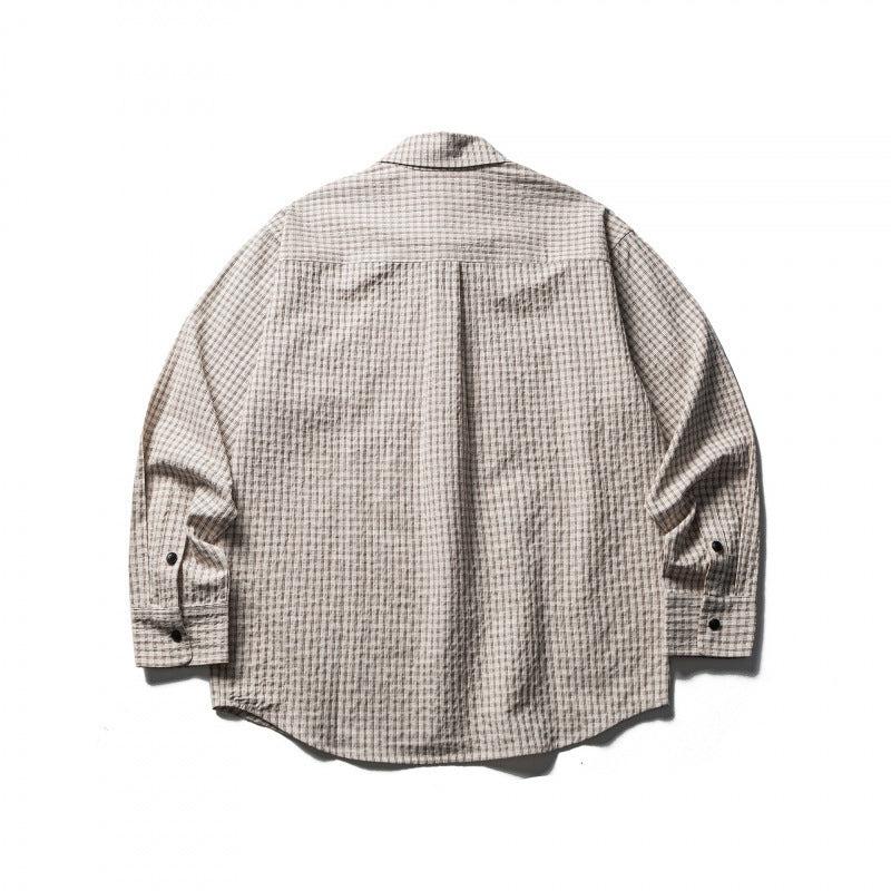 Herren Boxy-Overshirt aus leichter Baumwollmischung mit feinem Karomuster und Brustklappentaschen Drune