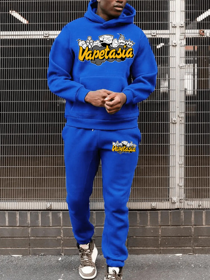 Herren Sweatshirt und Jogginghose Set mit kunstvollem Grafikdruck Drune