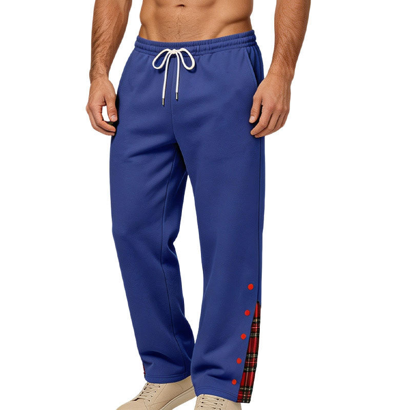 Herren weite Jogginghose mit Karobesatz und Druckknopf-Detail Drune
