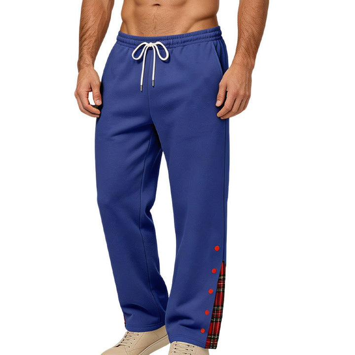 Herren weite Jogginghose mit Karobesatz und Druckknopf-Detail Drune