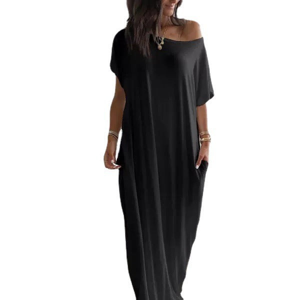 Damen lässiges Maxi-Überkleid mit weitem Schnitt und praktischen Taschen Drune