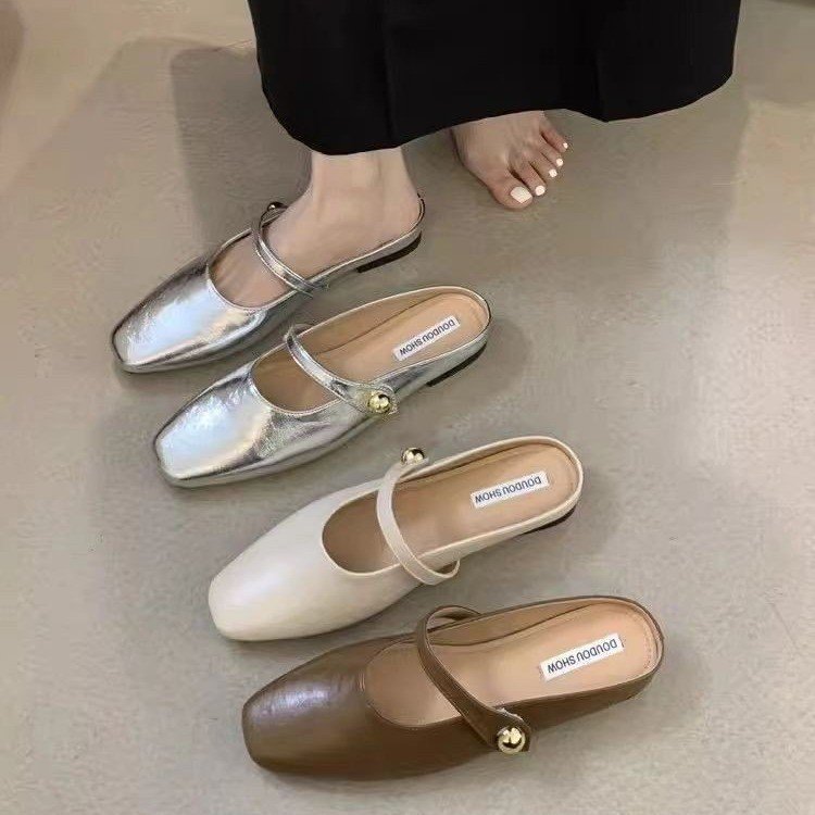 Damen Stilvolle Ballerinas mit glänzendem Obermaterial und eleganter Schnalle Drune