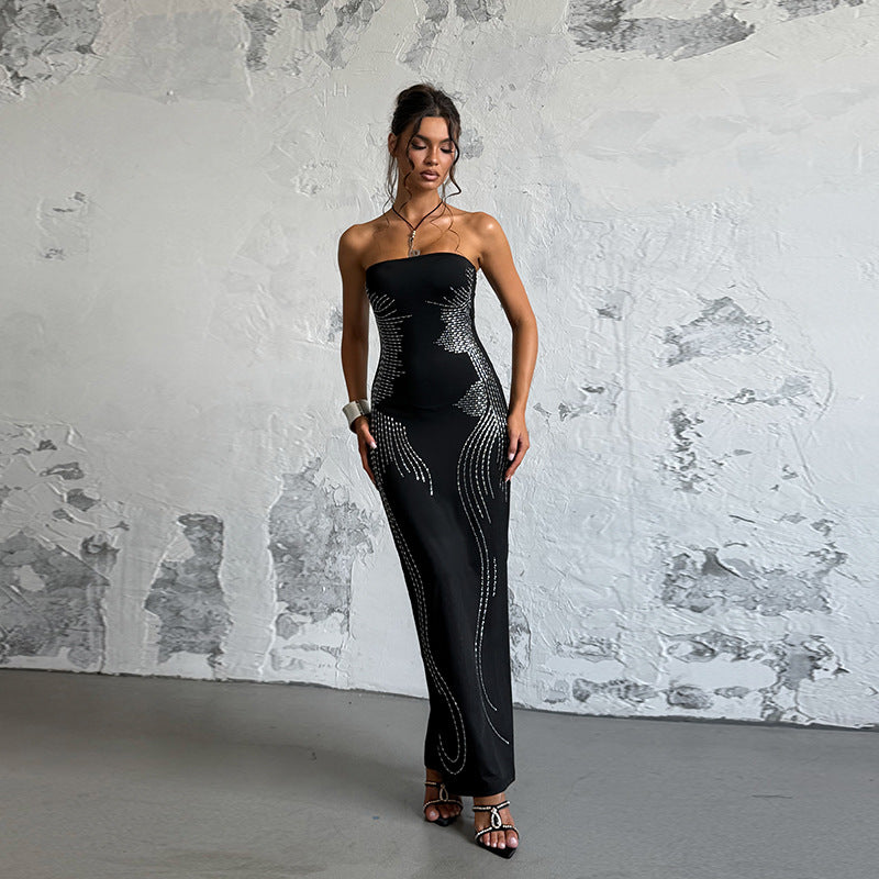 Damen Elegantes Bandeau-Minikleid mit funkelnden Akzenten Drune