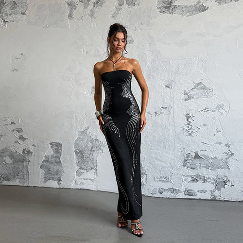 Damen Elegantes Bandeau-Minikleid mit funkelnden Akzenten Drune