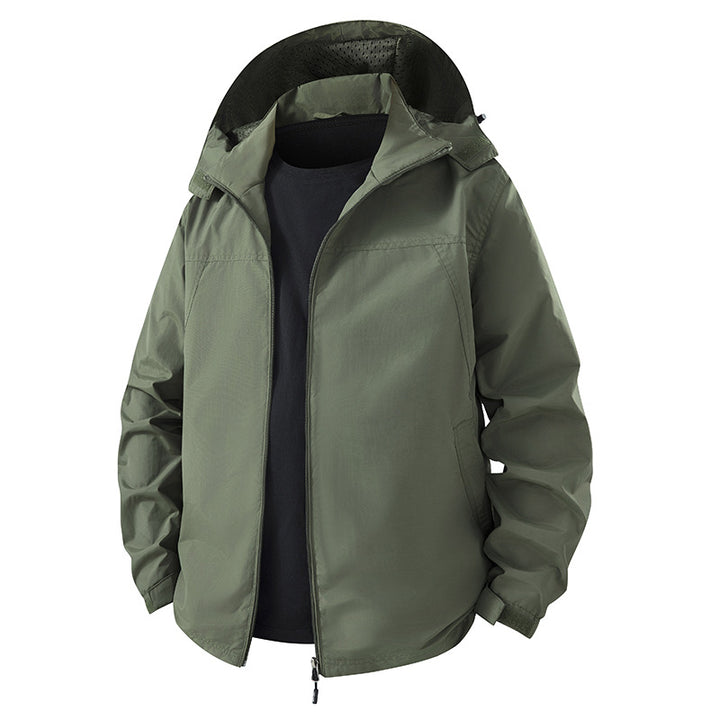 Herren Leichte wasserabweisende Kapuzen‑Shelljacke mit atmungsaktivem Meshfutter und verstellbarem Saum Drune
