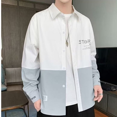 Herren modische Hemdjacke mit Farbblockdesign Drune