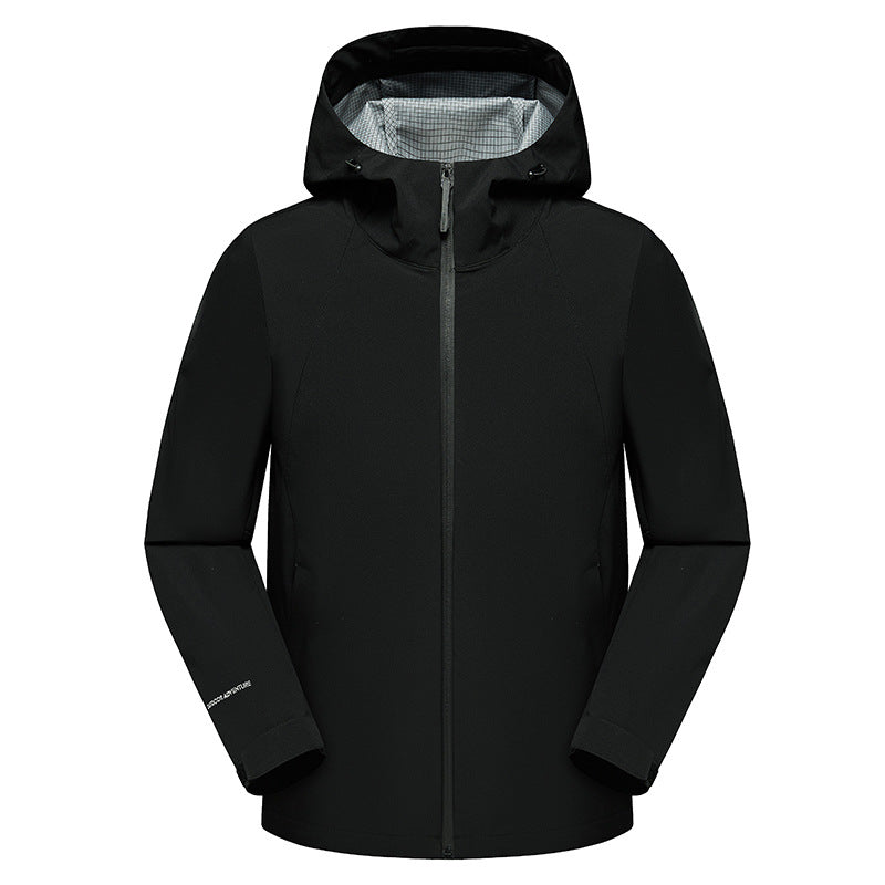 Herren dreilagige Softshell-Kapuzenjacke mit nahtversiegelter Wetterschutzmembran und ergonomischem Schnitt Drune