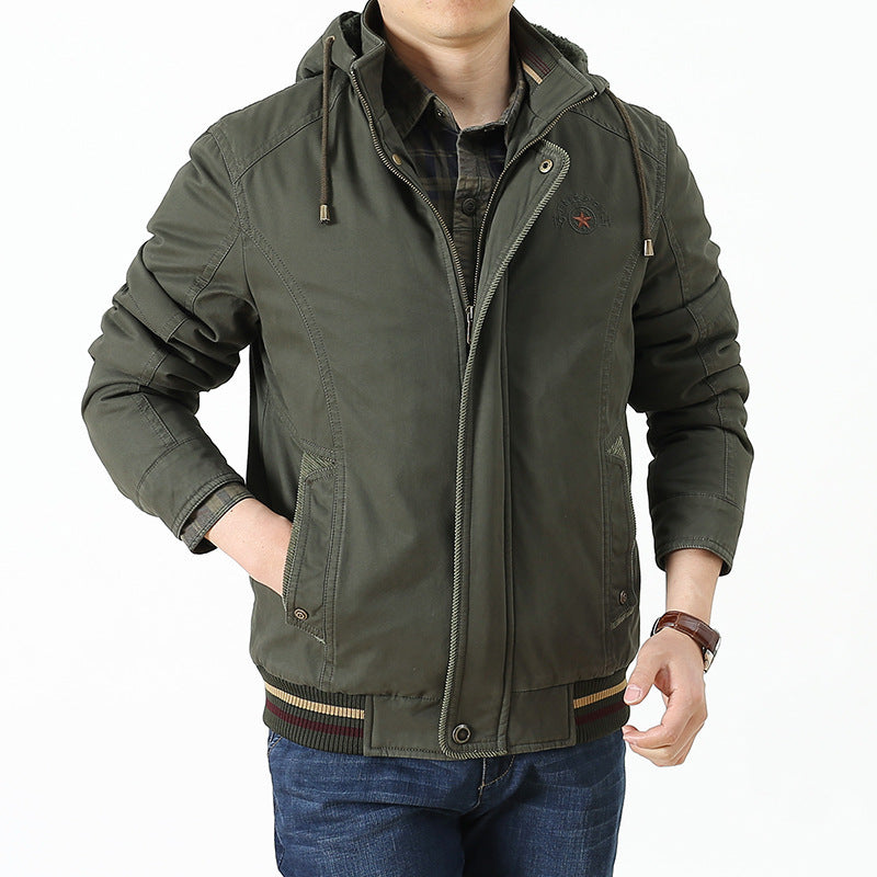 Herren Utility-Kapuzenjacke im Field-Parka-Stil mit Thermofutter und Multifunktions-Taschen Drune