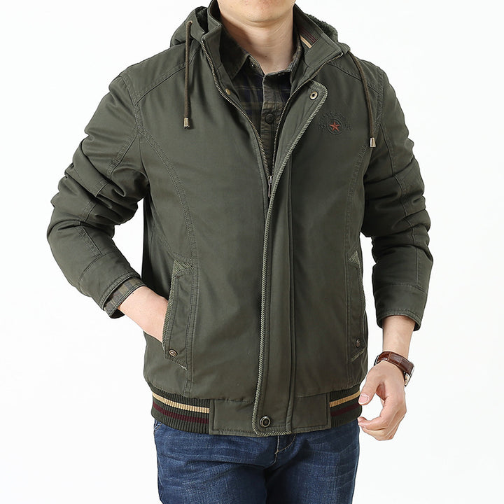 Herren Utility-Kapuzenjacke im Field-Parka-Stil mit Thermofutter und Multifunktions-Taschen Drune