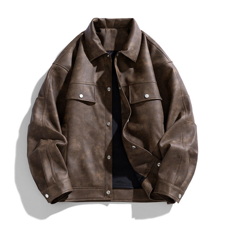 Men's  suede-effect relaxed trucker jacket with topstitch detailing Drune