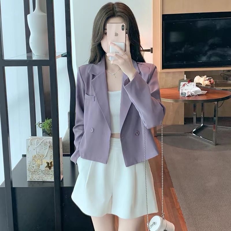 Damen stilvoller Kurzblazer mit doppelter Knopfleiste Drune