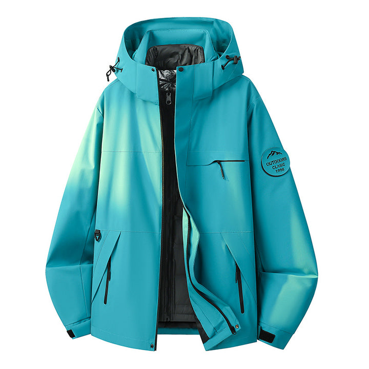 Herren Wetterfeste dreilagige Hardshelljacke mit verstellbarer Kapuze, verschweißten Nähten & Multifunktionstaschen Drune