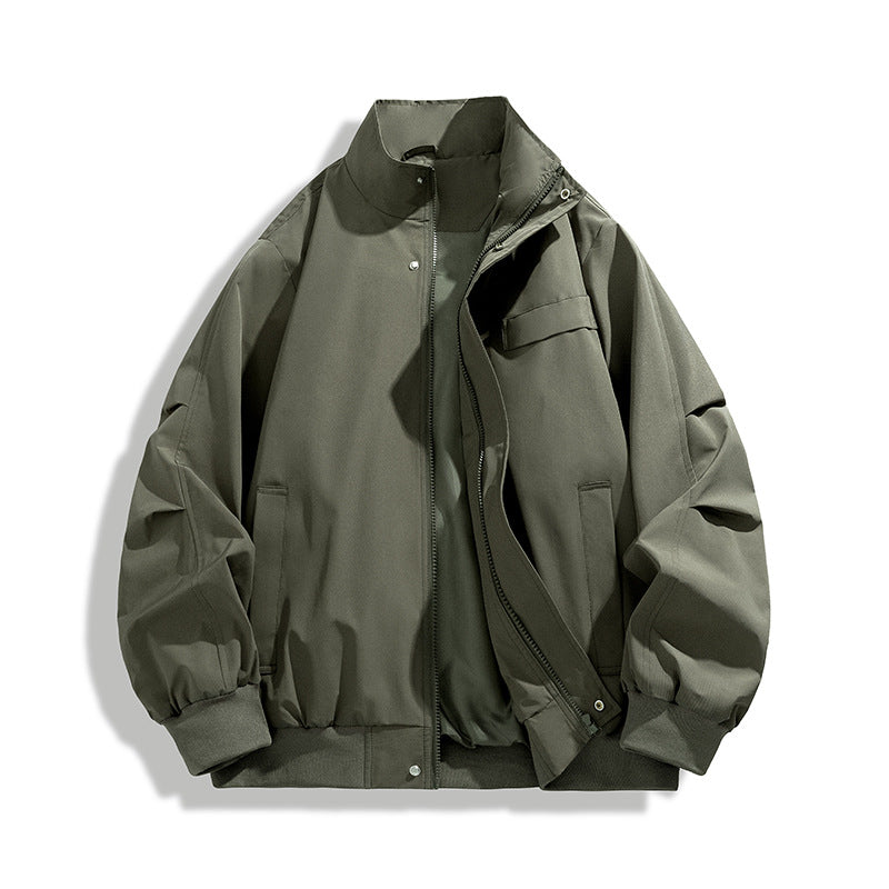 [Herren Oversize Utility Bomberjacke mit hohem Kragen und Rippbündchen Drune]
