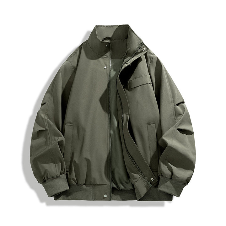 [Herren Oversize Utility Bomberjacke mit hohem Kragen und Rippbündchen Drune]