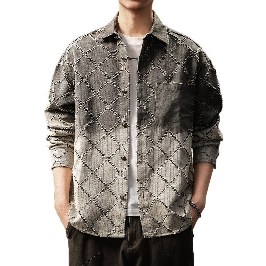 Herren Modische Hemdjacke mit gestepptem Design Drune