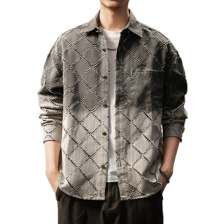 Herren Modische Hemdjacke mit gestepptem Design Drune