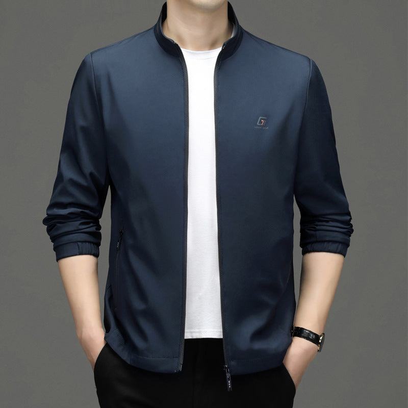 Herren sportliche Zip-Jacke mit modernem Stehkragen und funktionalen Reißverschlusstaschen Drune