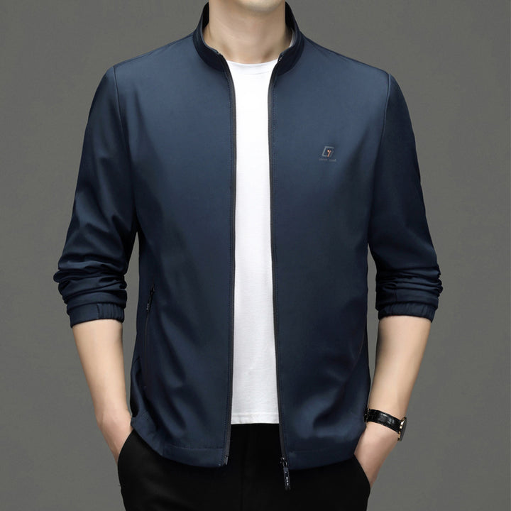 Herren sportliche Zip-Jacke mit modernem Stehkragen und funktionalen Reißverschlusstaschen Drune