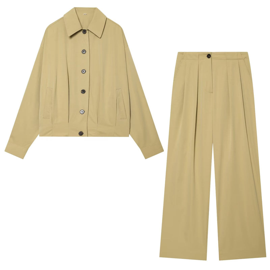 Damen Hochtaillierte Palazzo-Hose mit Bundfalten und seitlichen Eingrifftaschen Drune