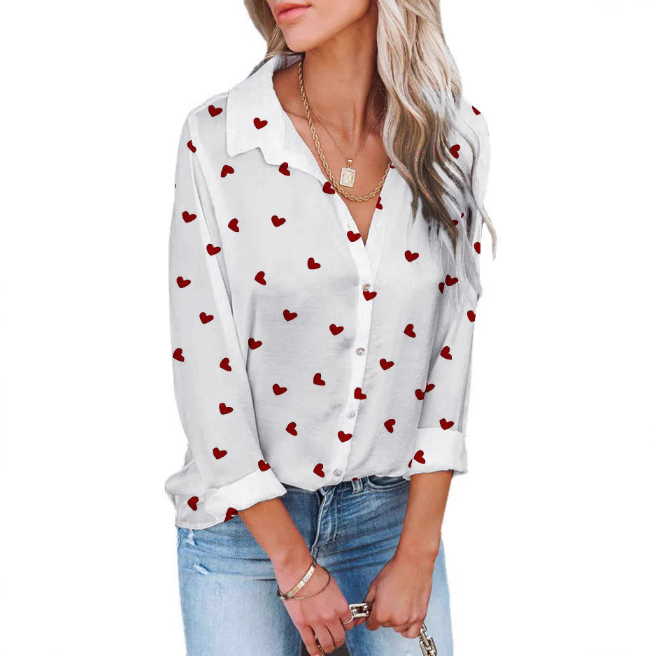 Damen Bluse mit romantischem Lippenmotiv und lässigem Schnitt Drune