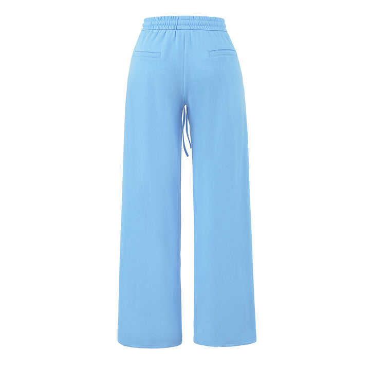 Damen Weite Lounge-Hose mit hohem elastischen Bund und Kordelzug Drune
