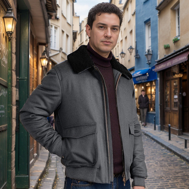 Herren warme Fleecejacke mit Stehkragen und praktischen Taschen Drune