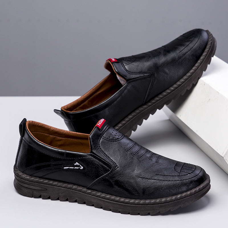 Herren Slip-On Freizeitschuhe aus Leder mit rutschfester Sohle Drune