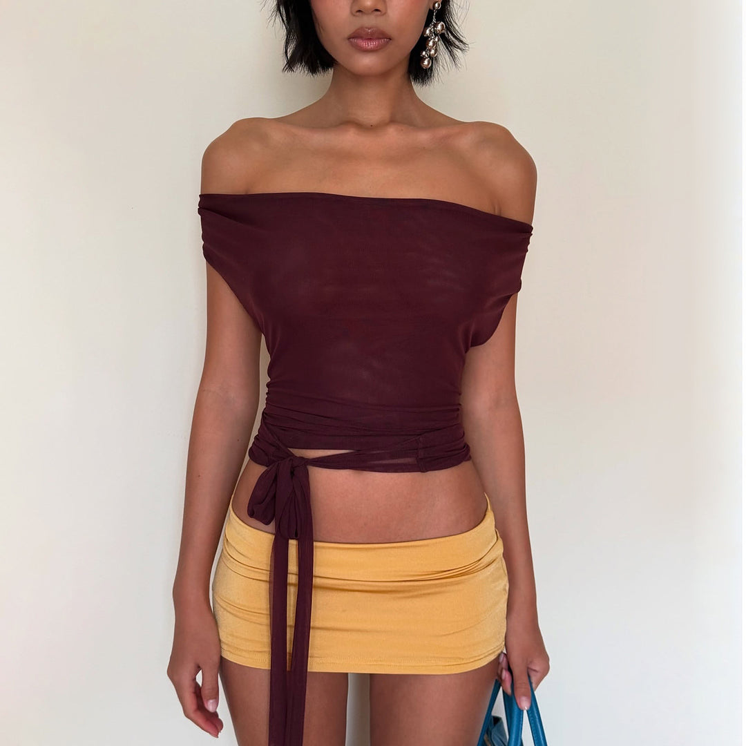 Damen figurbetontes Halter-Top mit tiefem V-Ausschnitt und elastischem Saum Drune