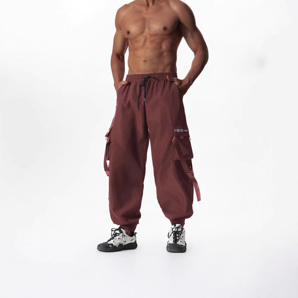 Herren Utility-Cargo-Jogginghose mit Tunnelzug, Beinschnallen & Mehrfachtaschen Drune