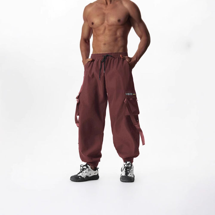 Herren Utility-Cargo-Jogginghose mit Tunnelzug, Beinschnallen & Mehrfachtaschen Drune