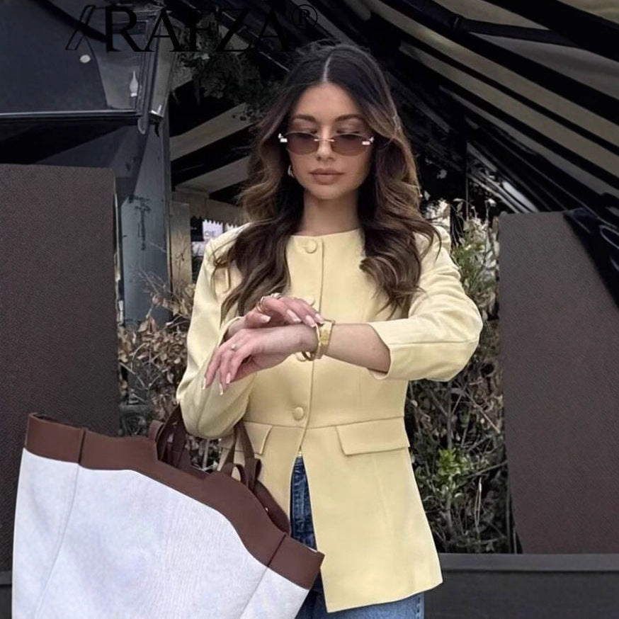 Damen Strukturierte Blazerjacke mit eleganter Knopfleiste und aufgesetzten Taschen Drune