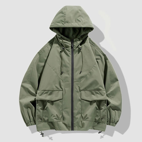Herren Oversize Utility-Softshelljacke mit Kapuze, aufgesetzten Taschen & verstellbarem Saum Drune