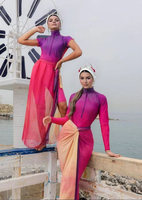 Damen modischer Schwimmanzug mit elegantem Wickellook Drune
