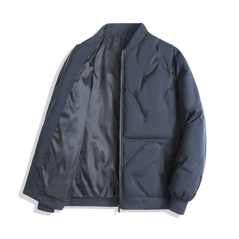 Herren Minimalistische Thermo-Bomberjacke mit glattem Innenfutter und verdeckter Reißverschlussblende Drune