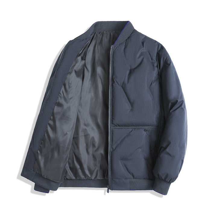 Herren Minimalistische Thermo-Bomberjacke mit glattem Innenfutter und verdeckter Reißverschlussblende Drune