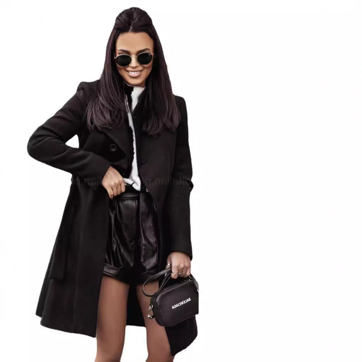Damen Elegante und vielseitige Wollmanteljacke mit modischen Details Drune