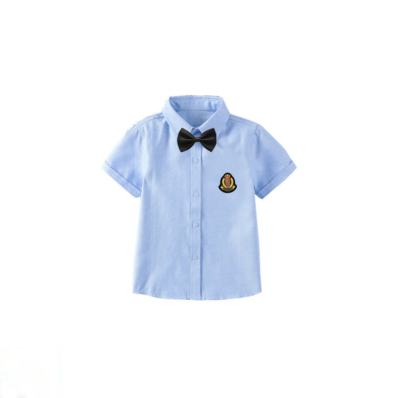 Jungen elegante kurzärmlige Bluse mit Fliege Drune